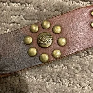 VINTAGE Y2K Harley Davidson Studded Leather Belt Large Brown Rhinestone Biker Harley-Davidson | Accessories | Harley Davidson Brown  main image 2